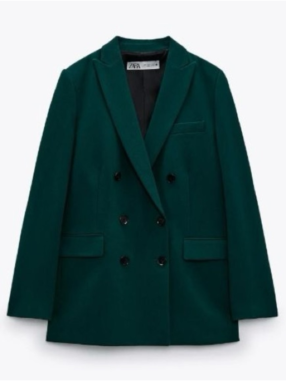 Zara Emerald Green Double-Breasted Blazer - M
